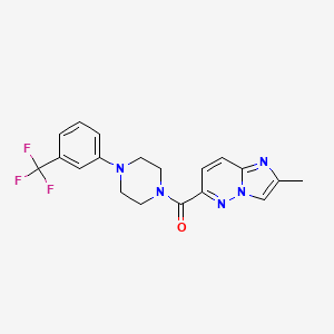 molecular formula C19H18F3N5O B6467466 1-{2-methylimidazo[1,2-b]pyridazine-6-carbonyl}-4-[3-(trifluoromethyl)phenyl]piperazine CAS No. 2640945-54-4