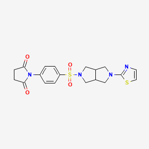 molecular formula C19H20N4O4S2 B6467516 1-(4-{[5-(1,3-thiazol-2-yl)-octahydropyrrolo[3,4-c]pyrrol-2-yl]sulfonyl}phenyl)pyrrolidine-2,5-dione CAS No. 2640951-72-8