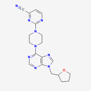 2-(4-{9-[(oxolan-2-yl)methyl]-9H-purin-6-yl}piperazin-1-yl)pyrimidine-4-carbonitrile