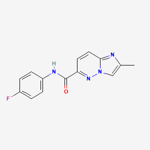 molecular formula C14H11FN4O B6467537 N-(4-fluorophenyl)-2-methylimidazo[1,2-b]pyridazine-6-carboxamide CAS No. 2640878-86-8