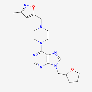 molecular formula C19H25N7O2 B6467635 6-{4-[(3-methyl-1,2-oxazol-5-yl)methyl]piperazin-1-yl}-9-[(oxolan-2-yl)methyl]-9H-purine CAS No. 2640866-87-9