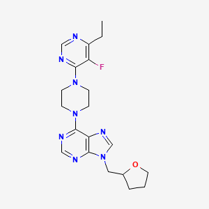 molecular formula C20H25FN8O B6467738 6-[4-(6-ethyl-5-fluoropyrimidin-4-yl)piperazin-1-yl]-9-[(oxolan-2-yl)methyl]-9H-purine CAS No. 2640951-59-1