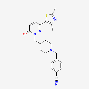 molecular formula C23H25N5OS B6467787 4-[(4-{[3-(2,4-dimethyl-1,3-thiazol-5-yl)-6-oxo-1,6-dihydropyridazin-1-yl]methyl}piperidin-1-yl)methyl]benzonitrile CAS No. 2640902-66-3