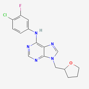 N-(4-chloro-3-fluorophenyl)-9-[(oxolan-2-yl)methyl]-9H-purin-6-amine