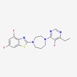 molecular formula C18H18F3N5S B6467869 2-[4-(6-ethyl-5-fluoropyrimidin-4-yl)-1,4-diazepan-1-yl]-4,6-difluoro-1,3-benzothiazole CAS No. 2640830-56-2