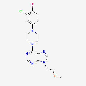 molecular formula C18H20ClFN6O B6467974 6-[4-(3-chloro-4-fluorophenyl)piperazin-1-yl]-9-(2-methoxyethyl)-9H-purine CAS No. 2640899-33-6