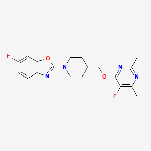 molecular formula C19H20F2N4O2 B6468116 6-fluoro-2-(4-{[(5-fluoro-2,6-dimethylpyrimidin-4-yl)oxy]methyl}piperidin-1-yl)-1,3-benzoxazole CAS No. 2640866-59-5