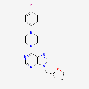 molecular formula C20H23FN6O B6468124 6-[4-(4-fluorophenyl)piperazin-1-yl]-9-[(oxolan-2-yl)methyl]-9H-purine CAS No. 2640949-35-3