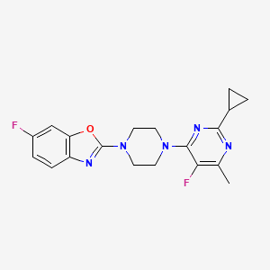 molecular formula C19H19F2N5O B6468145 2-[4-(2-cyclopropyl-5-fluoro-6-methylpyrimidin-4-yl)piperazin-1-yl]-6-fluoro-1,3-benzoxazole CAS No. 2640846-66-6