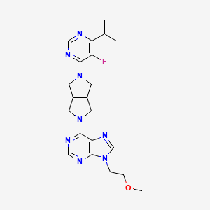 molecular formula C21H27FN8O B6468174 6-{5-[5-fluoro-6-(propan-2-yl)pyrimidin-4-yl]-octahydropyrrolo[3,4-c]pyrrol-2-yl}-9-(2-methoxyethyl)-9H-purine CAS No. 2640961-78-8