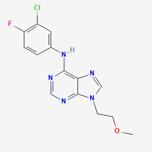 molecular formula C14H13ClFN5O B6468214 N-(3-chloro-4-fluorophenyl)-9-(2-methoxyethyl)-9H-purin-6-amine CAS No. 2415644-92-5