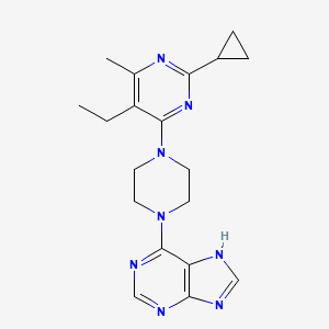 molecular formula C19H24N8 B6468292 6-[4-(2-cyclopropyl-5-ethyl-6-methylpyrimidin-4-yl)piperazin-1-yl]-9H-purine CAS No. 2640962-34-9