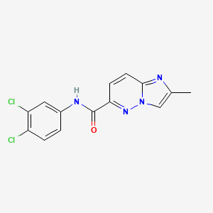 molecular formula C14H10Cl2N4O B6468303 N-(3,4-dichlorophenyl)-2-methylimidazo[1,2-b]pyridazine-6-carboxamide CAS No. 2640903-76-8