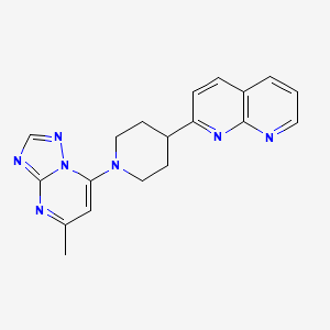 molecular formula C19H19N7 B6468400 2-(1-{5-methyl-[1,2,4]triazolo[1,5-a]pyrimidin-7-yl}piperidin-4-yl)-1,8-naphthyridine CAS No. 2640903-82-6