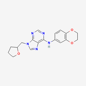 molecular formula C18H19N5O3 B6468422 N-(2,3-dihydro-1,4-benzodioxin-6-yl)-9-[(oxolan-2-yl)methyl]-9H-purin-6-amine CAS No. 2640896-95-1