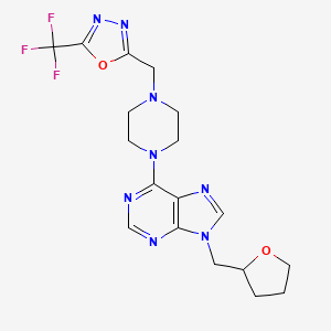 9-[(oxolan-2-yl)methyl]-6-(4-{[5-(trifluoromethyl)-1,3,4-oxadiazol-2-yl]methyl}piperazin-1-yl)-9H-purine