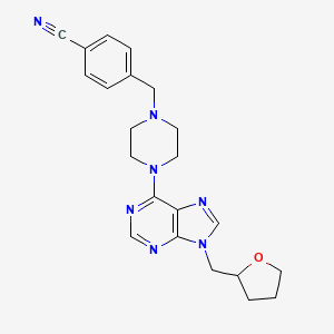 molecular formula C22H25N7O B6468495 4-[(4-{9-[(oxolan-2-yl)methyl]-9H-purin-6-yl}piperazin-1-yl)methyl]benzonitrile CAS No. 2640950-00-9