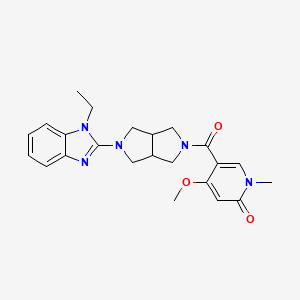 molecular formula C23H27N5O3 B6468513 5-[5-(1-ethyl-1H-1,3-benzodiazol-2-yl)-octahydropyrrolo[3,4-c]pyrrole-2-carbonyl]-4-methoxy-1-methyl-1,2-dihydropyridin-2-one CAS No. 2640898-80-0