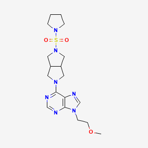 molecular formula C18H27N7O3S B6468630 9-(2-methoxyethyl)-6-[5-(pyrrolidine-1-sulfonyl)-octahydropyrrolo[3,4-c]pyrrol-2-yl]-9H-purine CAS No. 2640963-45-5