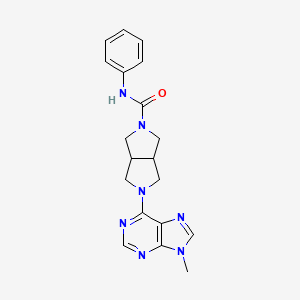 molecular formula C19H21N7O B6468633 5-(9-methyl-9H-purin-6-yl)-N-phenyl-octahydropyrrolo[3,4-c]pyrrole-2-carboxamide CAS No. 2640821-29-8