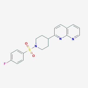 molecular formula C19H18FN3O2S B6468640 2-[1-(4-fluorobenzenesulfonyl)piperidin-4-yl]-1,8-naphthyridine CAS No. 2640863-26-7