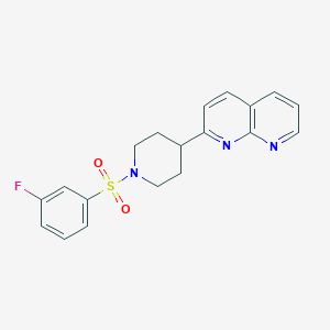 molecular formula C19H18FN3O2S B6468651 2-[1-(3-fluorobenzenesulfonyl)piperidin-4-yl]-1,8-naphthyridine CAS No. 2640951-15-9