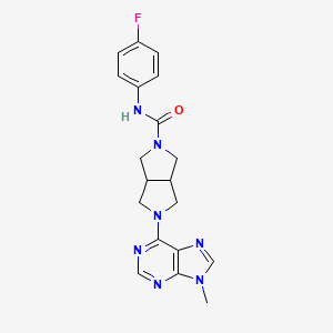 molecular formula C19H20FN7O B6468700 N-(4-fluorophenyl)-5-(9-methyl-9H-purin-6-yl)-octahydropyrrolo[3,4-c]pyrrole-2-carboxamide CAS No. 2640971-24-8