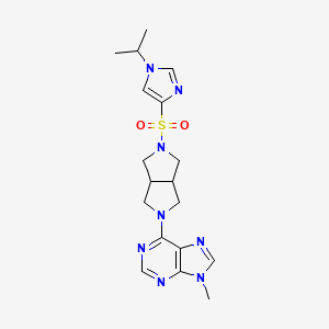 molecular formula C18H24N8O2S B6468716 9-methyl-6-(5-{[1-(propan-2-yl)-1H-imidazol-4-yl]sulfonyl}-octahydropyrrolo[3,4-c]pyrrol-2-yl)-9H-purine CAS No. 2640953-67-7