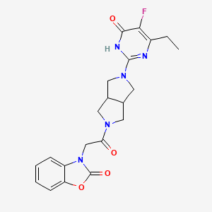 molecular formula C21H22FN5O4 B6468735 3-{2-[5-(4-ethyl-5-fluoro-6-oxo-1,6-dihydropyrimidin-2-yl)-octahydropyrrolo[3,4-c]pyrrol-2-yl]-2-oxoethyl}-2,3-dihydro-1,3-benzoxazol-2-one CAS No. 2640944-38-1