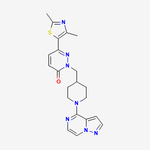 molecular formula C21H23N7OS B6468738 6-(2,4-dimethyl-1,3-thiazol-5-yl)-2-[(1-{pyrazolo[1,5-a]pyrazin-4-yl}piperidin-4-yl)methyl]-2,3-dihydropyridazin-3-one CAS No. 2640944-43-8