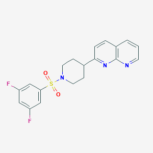 molecular formula C19H17F2N3O2S B6468751 2-[1-(3,5-difluorobenzenesulfonyl)piperidin-4-yl]-1,8-naphthyridine CAS No. 2640822-66-6