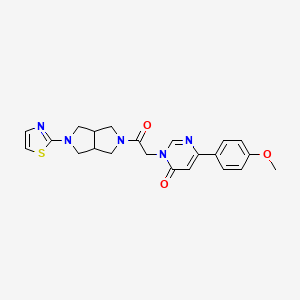 molecular formula C22H23N5O3S B6468838 6-(4-methoxyphenyl)-3-{2-oxo-2-[5-(1,3-thiazol-2-yl)-octahydropyrrolo[3,4-c]pyrrol-2-yl]ethyl}-3,4-dihydropyrimidin-4-one CAS No. 2640967-86-6