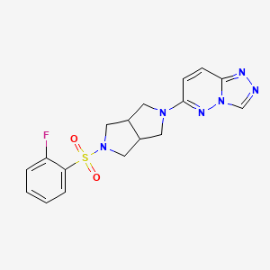 molecular formula C17H17FN6O2S B6468874 2-(2-fluorobenzenesulfonyl)-5-{[1,2,4]triazolo[4,3-b]pyridazin-6-yl}-octahydropyrrolo[3,4-c]pyrrole CAS No. 2640888-95-3