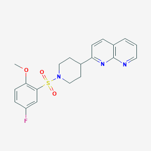 molecular formula C20H20FN3O3S B6468887 2-[1-(5-fluoro-2-methoxybenzenesulfonyl)piperidin-4-yl]-1,8-naphthyridine CAS No. 2640874-72-0