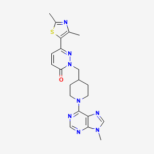 molecular formula C21H24N8OS B6468895 6-(2,4-dimethyl-1,3-thiazol-5-yl)-2-{[1-(9-methyl-9H-purin-6-yl)piperidin-4-yl]methyl}-2,3-dihydropyridazin-3-one CAS No. 2640950-69-0