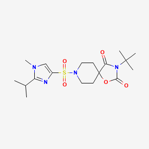 molecular formula C18H28N4O5S B6468944 3-tert-butyl-8-{[1-methyl-2-(propan-2-yl)-1H-imidazol-4-yl]sulfonyl}-1-oxa-3,8-diazaspiro[4.5]decane-2,4-dione CAS No. 2640836-57-1