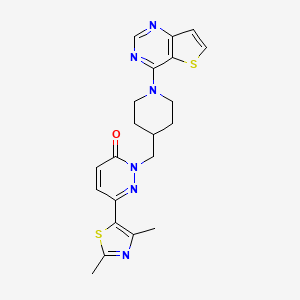 molecular formula C21H22N6OS2 B6468951 6-(2,4-dimethyl-1,3-thiazol-5-yl)-2-[(1-{thieno[3,2-d]pyrimidin-4-yl}piperidin-4-yl)methyl]-2,3-dihydropyridazin-3-one CAS No. 2640862-79-7