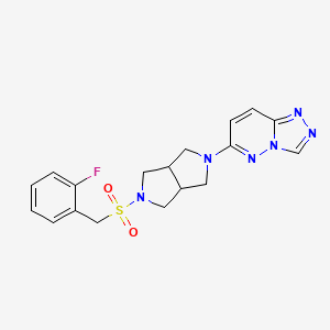 molecular formula C18H19FN6O2S B6468982 2-[(2-fluorophenyl)methanesulfonyl]-5-{[1,2,4]triazolo[4,3-b]pyridazin-6-yl}-octahydropyrrolo[3,4-c]pyrrole CAS No. 2640954-32-9