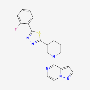 molecular formula C19H17FN6S B6468999 3-[5-(2-fluorophenyl)-1,3,4-thiadiazol-2-yl]-1-{pyrazolo[1,5-a]pyrazin-4-yl}piperidine CAS No. 2640950-80-5