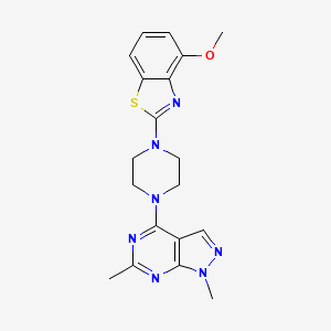 molecular formula C19H21N7OS B6469116 2-(4-{1,6-dimethyl-1H-pyrazolo[3,4-d]pyrimidin-4-yl}piperazin-1-yl)-4-methoxy-1,3-benzothiazole CAS No. 2640972-95-6