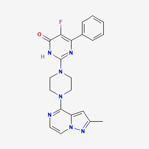 5-fluoro-2-(4-{2-methylpyrazolo[1,5-a]pyrazin-4-yl}piperazin-1-yl)-6-phenyl-3,4-dihydropyrimidin-4-one