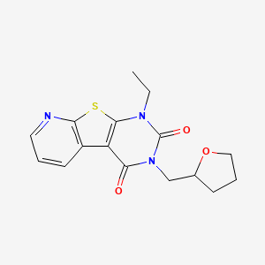 molecular formula C16H17N3O3S B6469147 6-ethyl-4-(oxolan-2-ylmethyl)-8-thia-4,6,10-triazatricyclo[7.4.0.02,7]trideca-1(9),2(7),10,12-tetraene-3,5-dione CAS No. 2640863-25-6