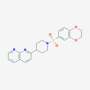 molecular formula C21H21N3O4S B6469279 2-[1-(2,3-dihydro-1,4-benzodioxine-6-sulfonyl)piperidin-4-yl]-1,8-naphthyridine CAS No. 2640957-86-2