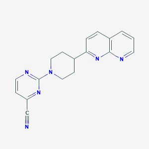 molecular formula C18H16N6 B6469353 2-[4-(1,8-naphthyridin-2-yl)piperidin-1-yl]pyrimidine-4-carbonitrile CAS No. 2640862-18-4