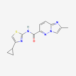 molecular formula C14H13N5OS B6469374 N-(4-cyclopropyl-1,3-thiazol-2-yl)-2-methylimidazo[1,2-b]pyridazine-6-carboxamide CAS No. 2640968-90-5