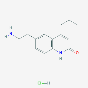 molecular formula C15H21ClN2O B6469380 6-(2-aminoethyl)-4-(2-methylpropyl)-1,2-dihydroquinolin-2-one hydrochloride CAS No. 2640878-03-9