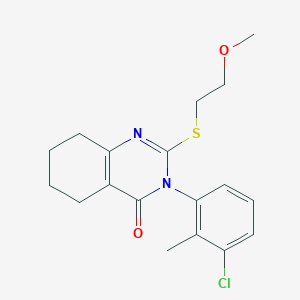 molecular formula C18H21ClN2O2S B6469429 3-(3-chloro-2-methylphenyl)-2-[(2-methoxyethyl)sulfanyl]-3,4,5,6,7,8-hexahydroquinazolin-4-one CAS No. 2640965-31-5