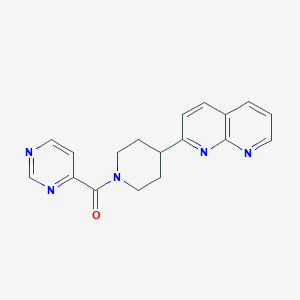 molecular formula C18H17N5O B6469442 2-[1-(pyrimidine-4-carbonyl)piperidin-4-yl]-1,8-naphthyridine CAS No. 2640974-55-4