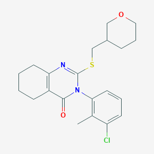 molecular formula C21H25ClN2O2S B6469471 3-(3-chloro-2-methylphenyl)-2-{[(oxan-3-yl)methyl]sulfanyl}-3,4,5,6,7,8-hexahydroquinazolin-4-one CAS No. 2640951-90-0