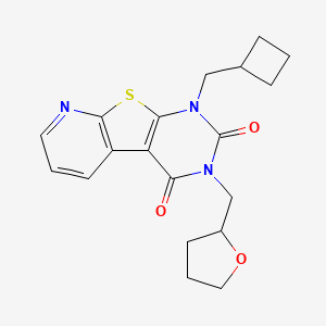 6-(cyclobutylmethyl)-4-(oxolan-2-ylmethyl)-8-thia-4,6,10-triazatricyclo[7.4.0.02,7]trideca-1(9),2(7),10,12-tetraene-3,5-dione